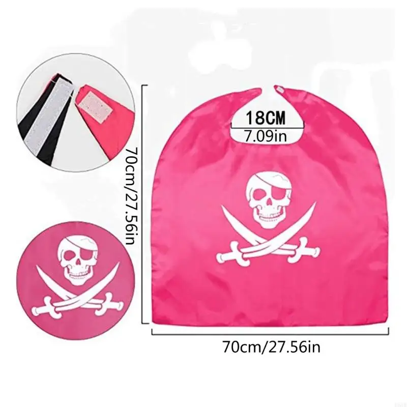 H58E Kid Pirate Dress Up Costume For Boy Girl, Pirate Capes and Cosplay Mask for Boy Girl Cosplay Party Kids Birthday Party