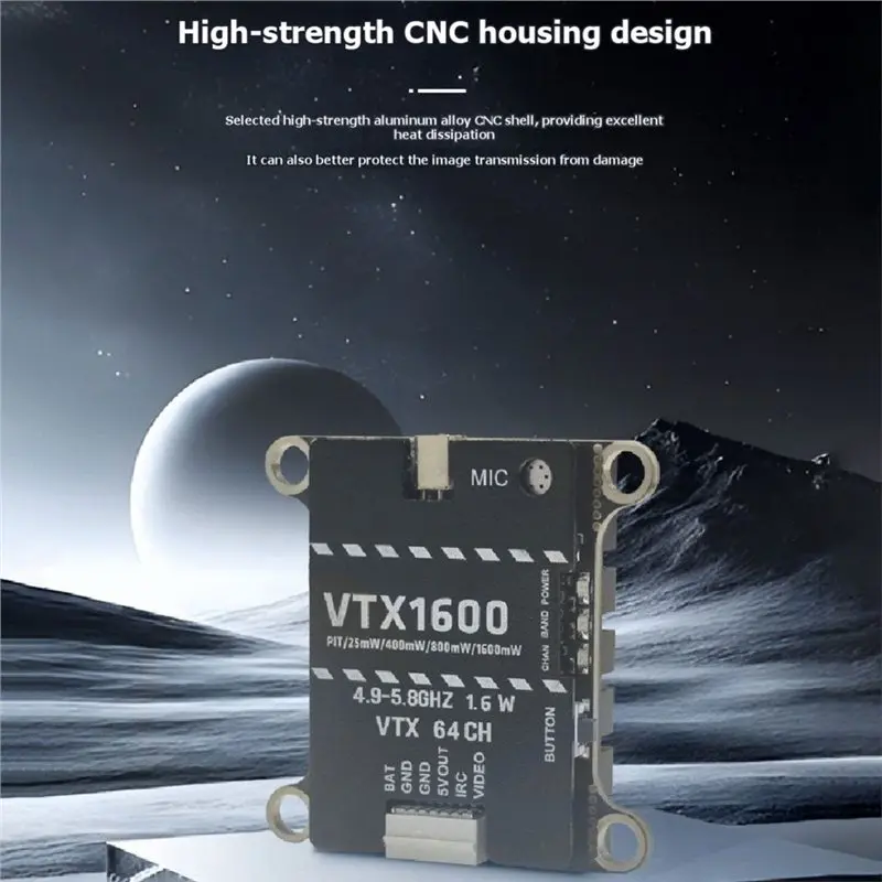 A13E-For FPV Long Range RC Drone Compatible 5.8G 1.6W VTX 1600Mw 64CH Video Audio Transmitter DC7-36V CNC Aluminum Alloy Heatsin