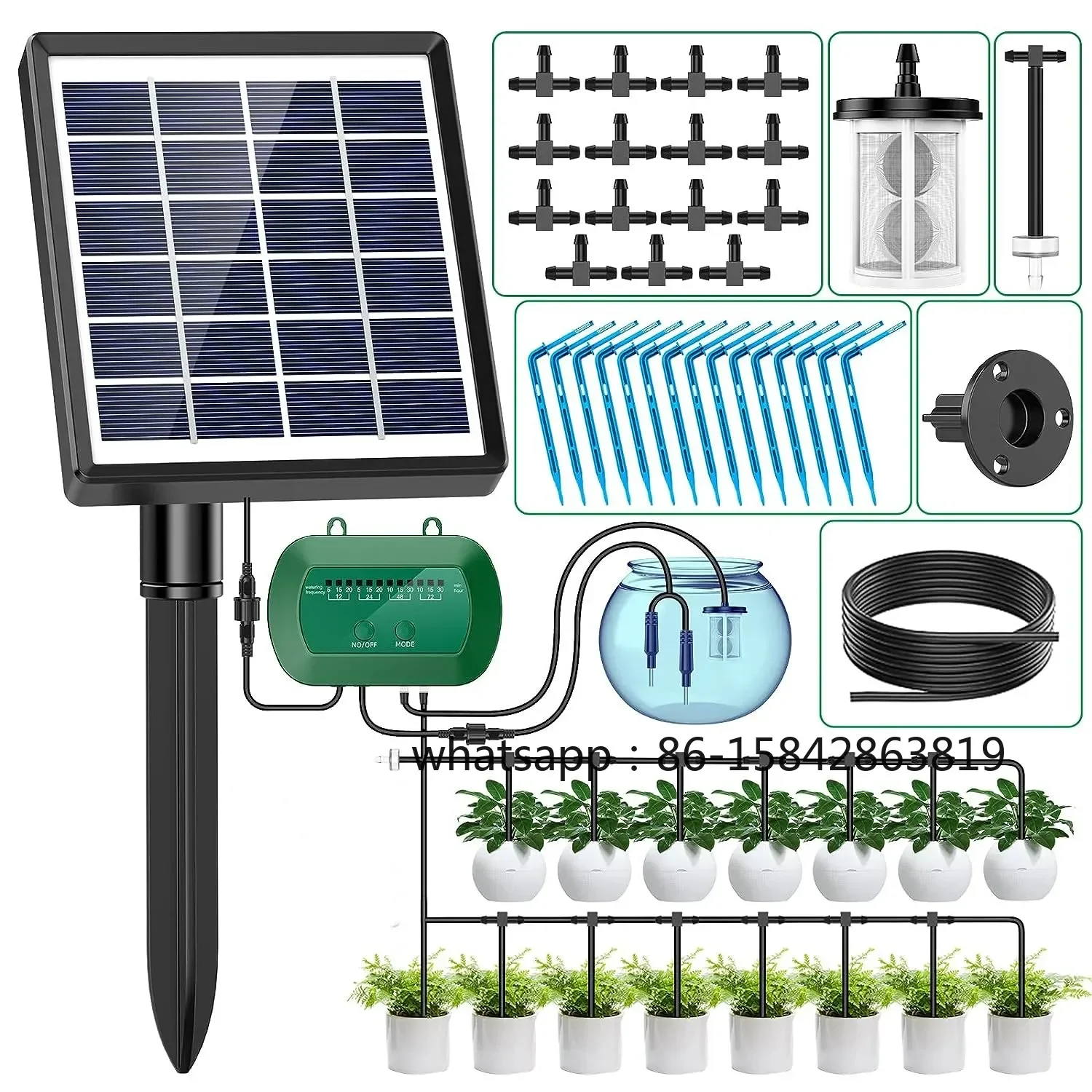 

Garden greenhouse emitter controller kit micro drip pump solar hydroponics equipment automatic drip irrigation system