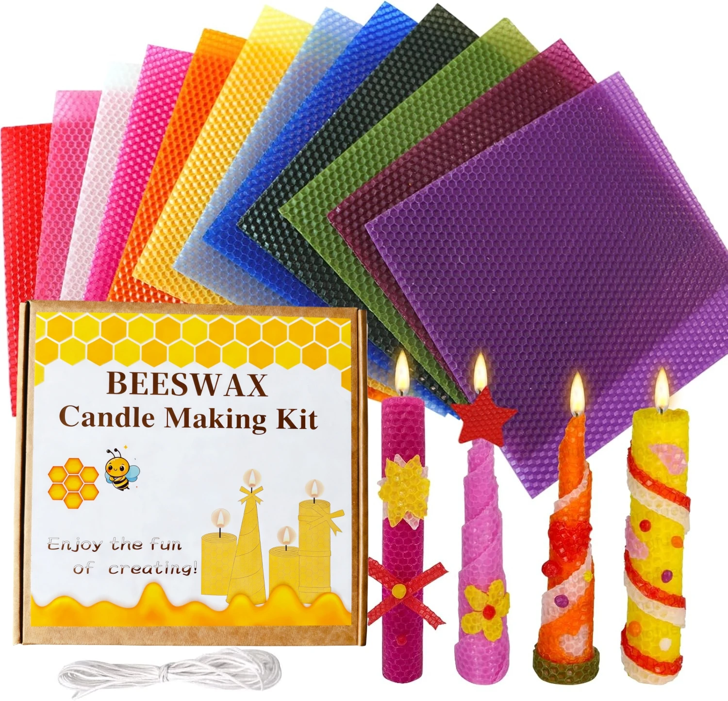 

Beeswax Candle Making Kit 12pcs 8" Beeswax Sheets for Candle Making DIY Candles Making Supplies for Kids and Adults Beginners