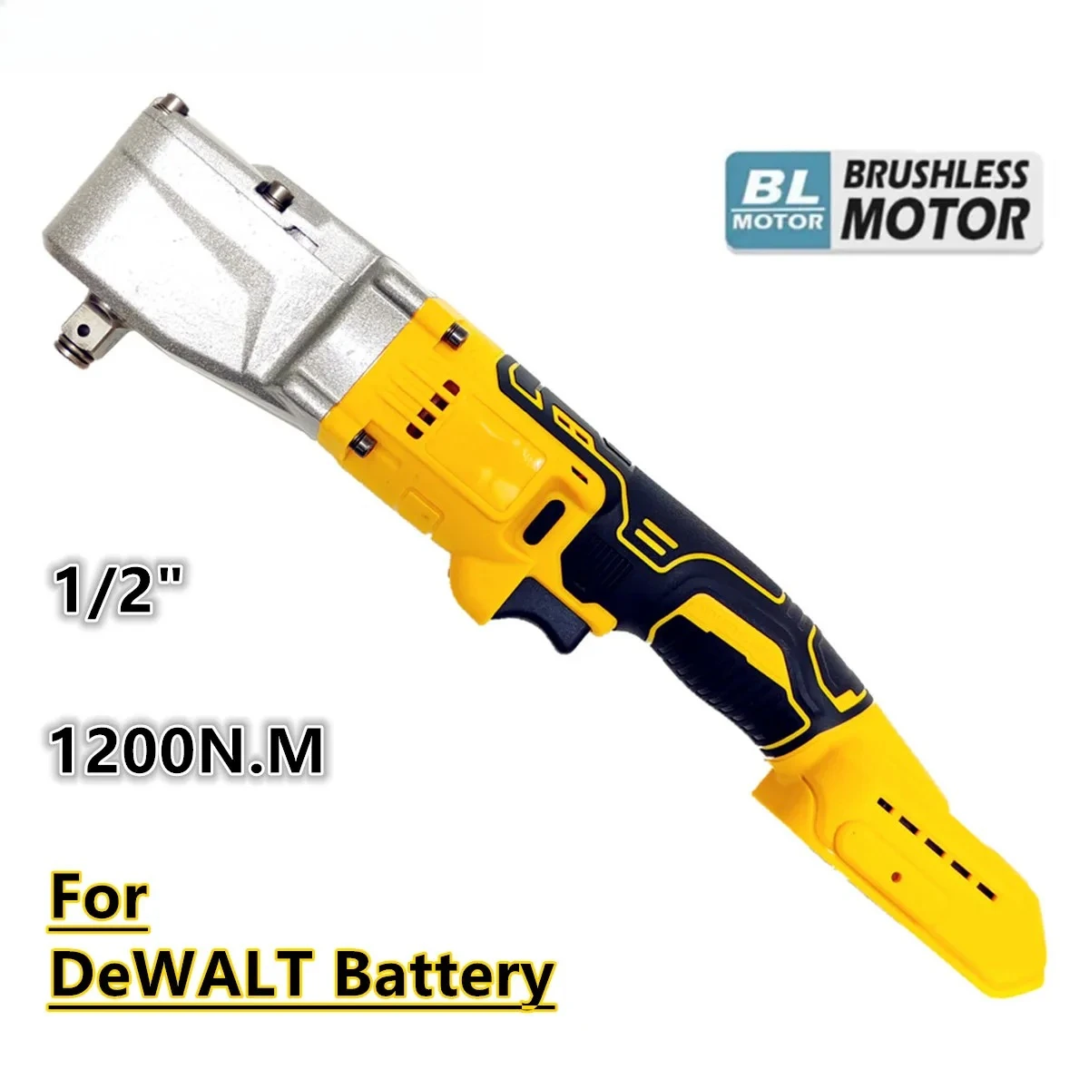 

Brushless Ratchet Wrench 1200N.m Cordless Driver 1/2'' Removal Screw Nut 2 Gear Electric Car Repair Tools For DeWALT 20V Battery
