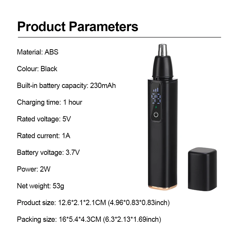 Tagliacapelli elettrico per naso con display digitale Forbici per depilazione multifunzione per uso domestico Forbici per depilazione del naso portatili