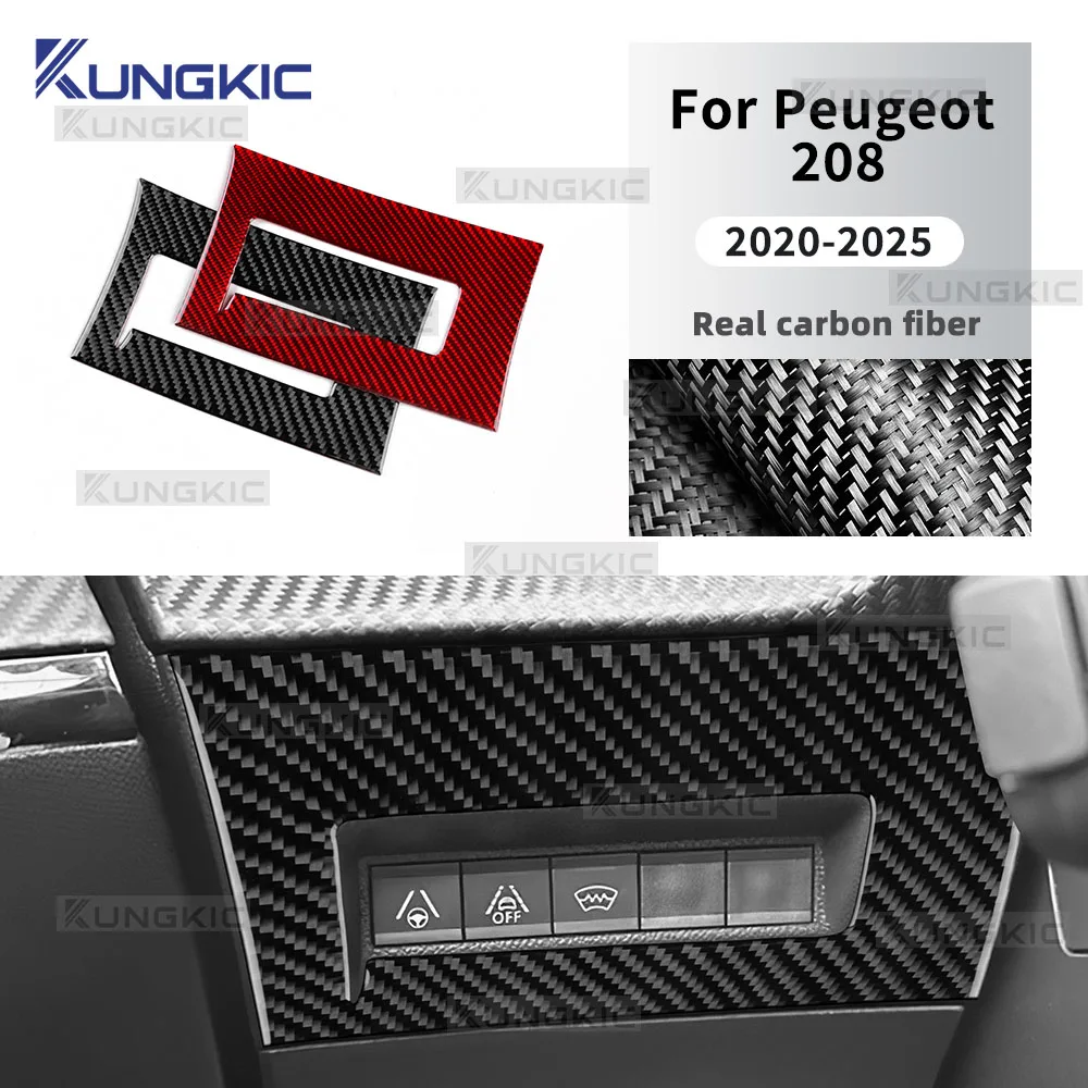 

Real Soft Carbon Fiber Car Headlight Adjustment Frame Sticker Trim For 2020 2021 2022 2023 2024 2025 Peugeot 208 e-208 LHD RHD
