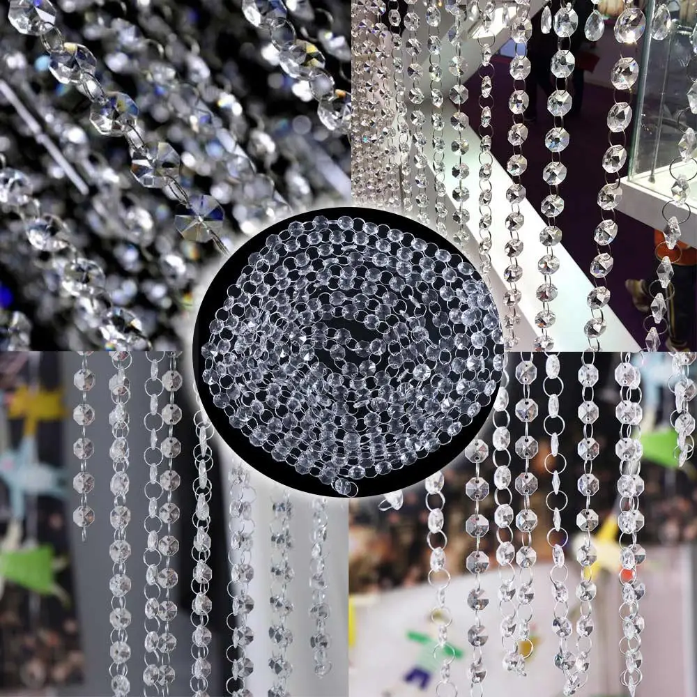 

Hanging Acrylic Octagonal Wedding Decoration Crystal Bead Garland Pendant Curtain