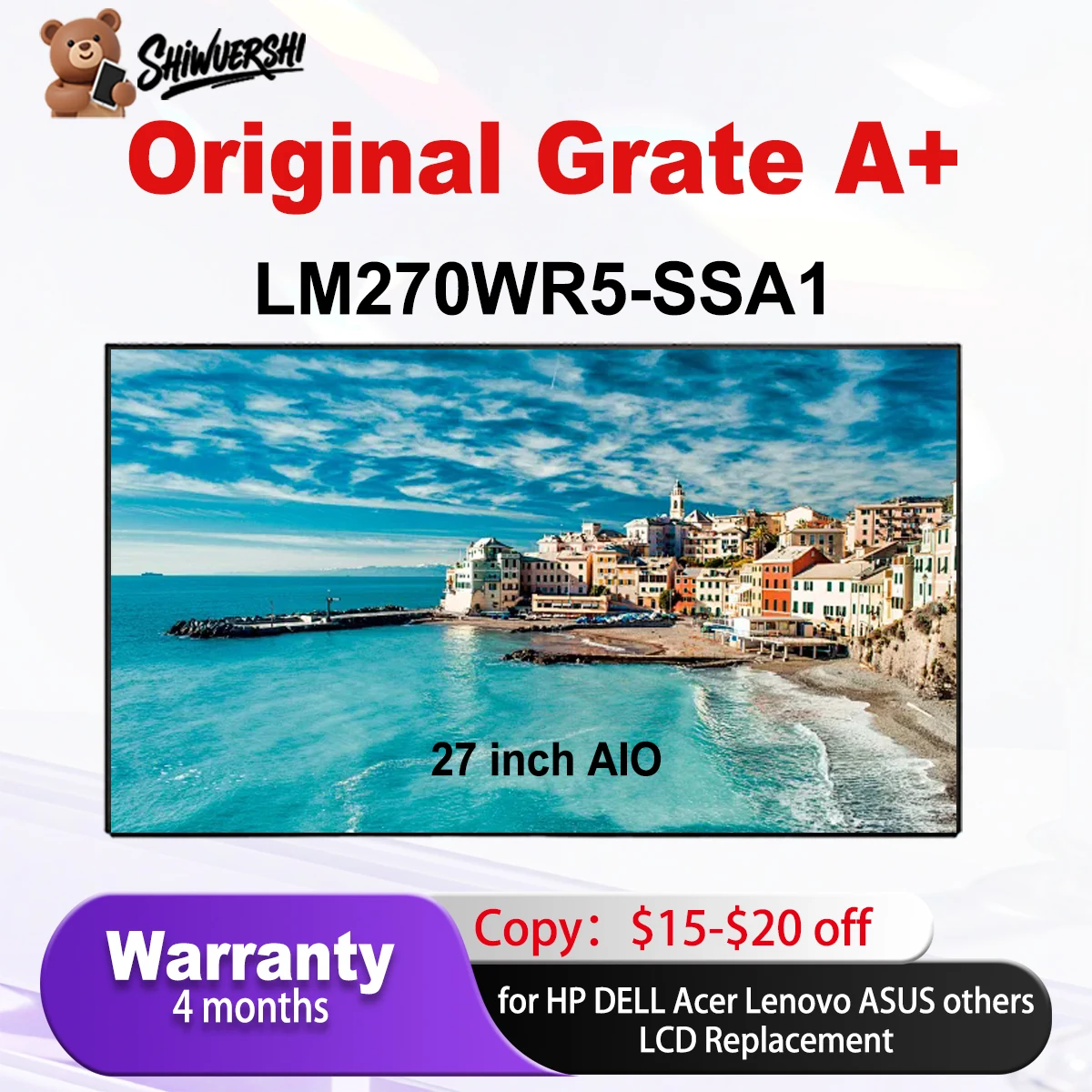 

Оригинальный новый монитор LM270WR5 SSA1, 27 дюймов, IPS, 30 контактов, Aio FHD, замена ЖК-экрана