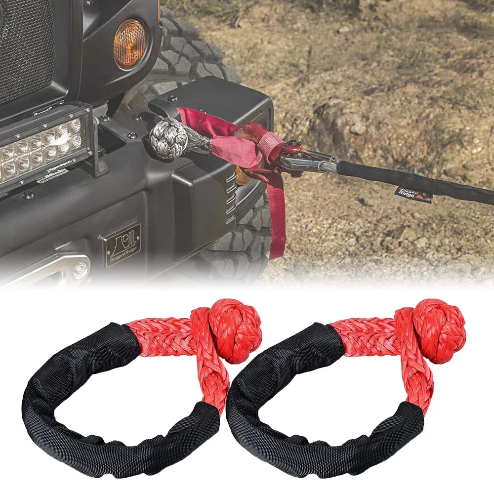 

Rope Shackle Synthetic Car Flexible Shackles 38,000lbs Recovery Ring Trailer Tow Strap Pull 17t Car Broke Down Winch Accessories