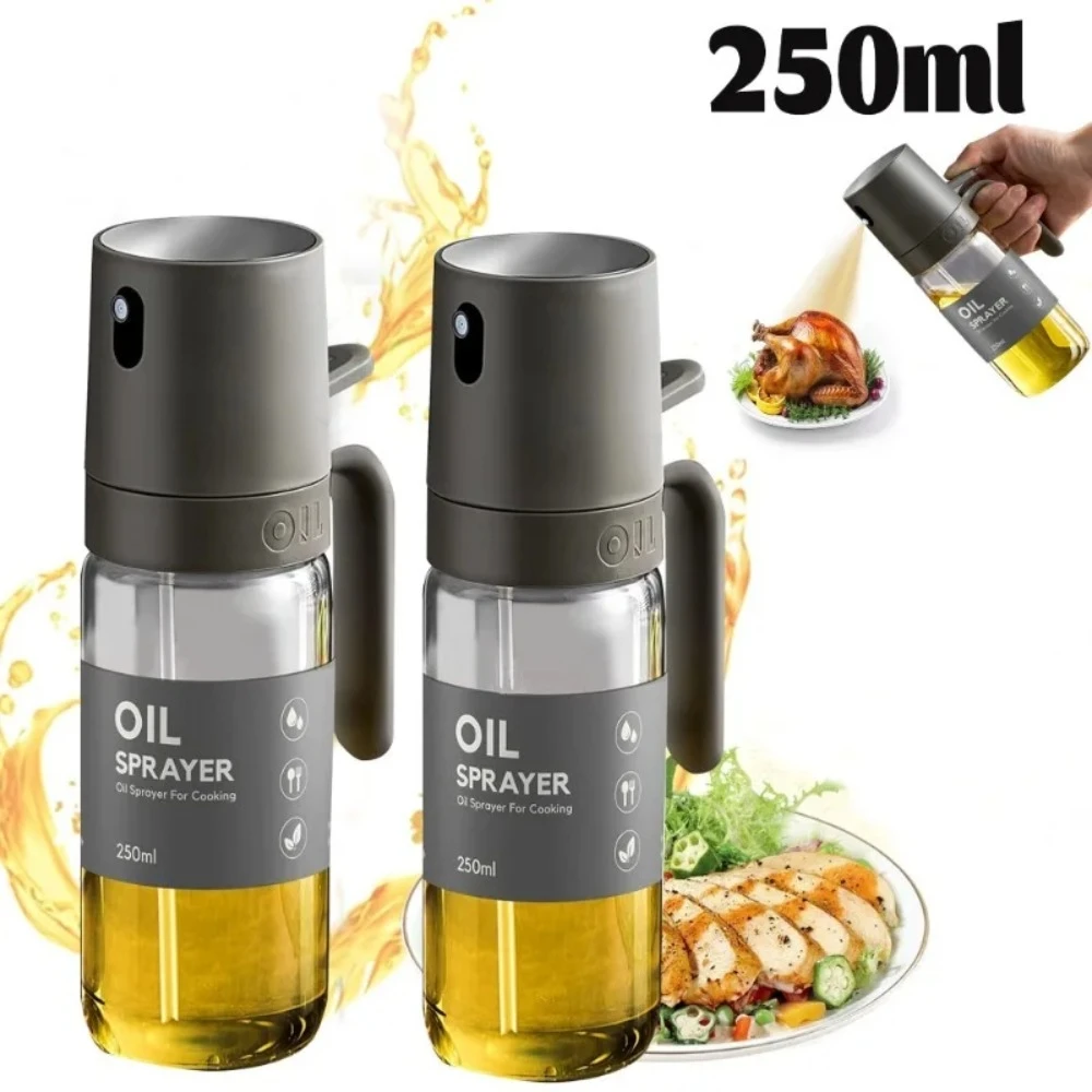 New Glass Oil Spray Bottle Atomized State Large Capacity Glass Oil Pot Household 250ML Olive Oil Dispenser For Air Fryer Salad