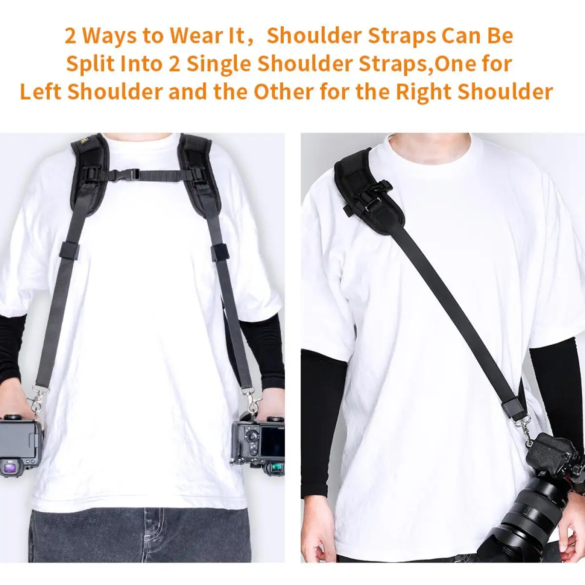 K&F Concept Dual Digital Camera Strap Adjustable Double Shoulder Quick Release Camera Strap Camcorder Straps For DSLR SLR Rope