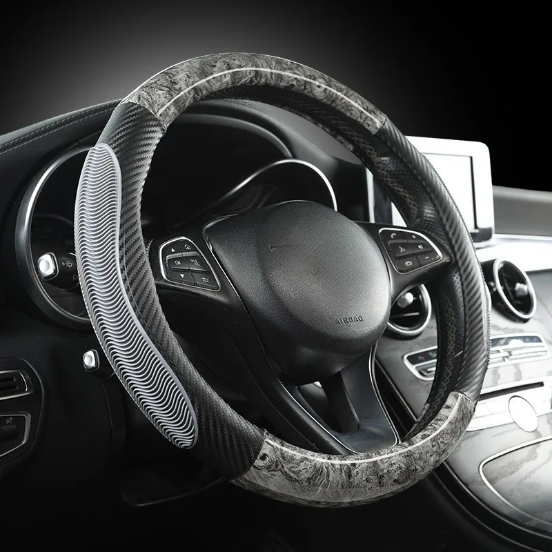

Carbon Fiber Steering Wheel Cover O/D Type Universal Non-slip Car Steering Wheel Covers Car Decoration Interior Steering Covers