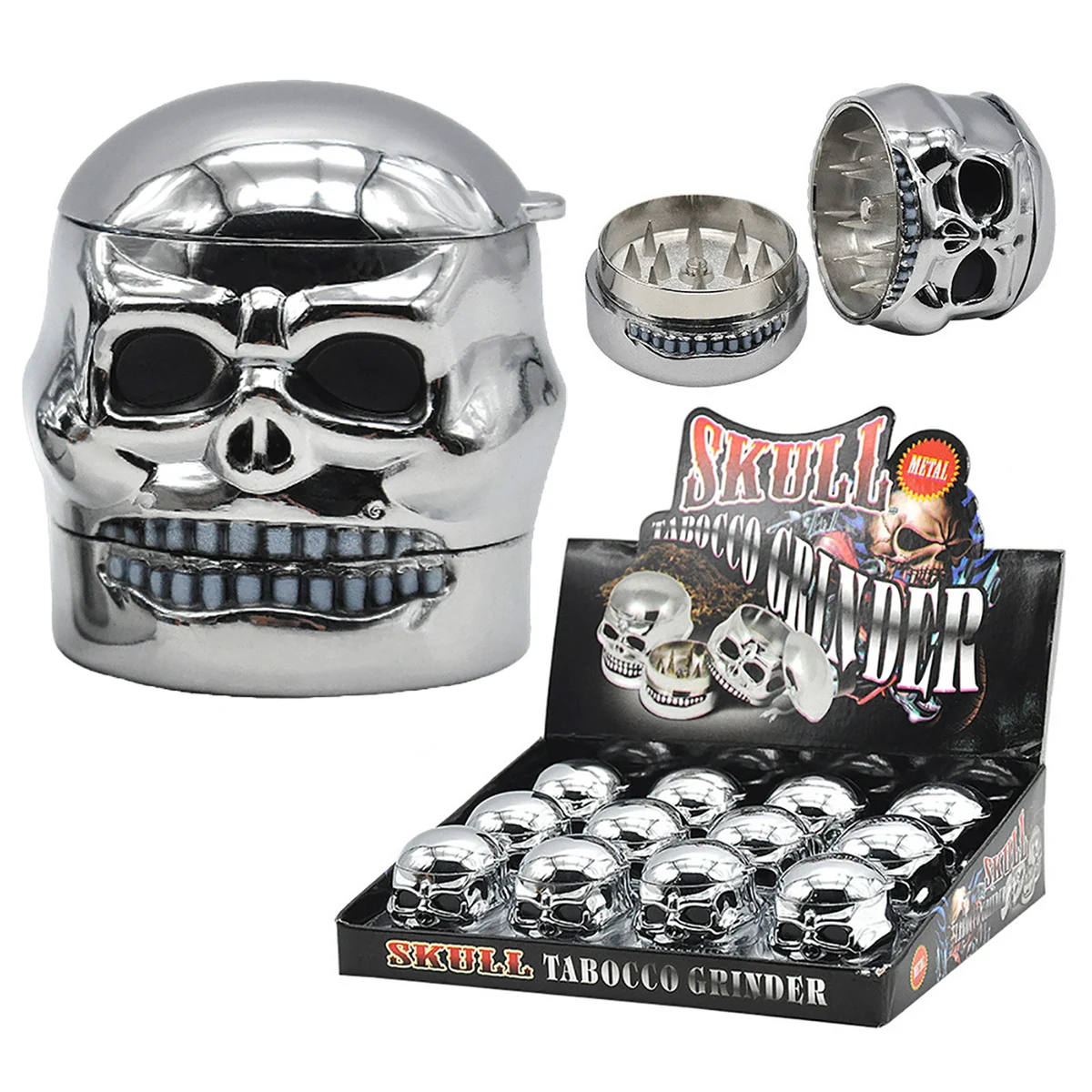 

Мини-измельчитель для табака с черепом, металлический подарок на Хэллоуин, дробилка для специй, маленькая портативная 3-слойная мельница для трав