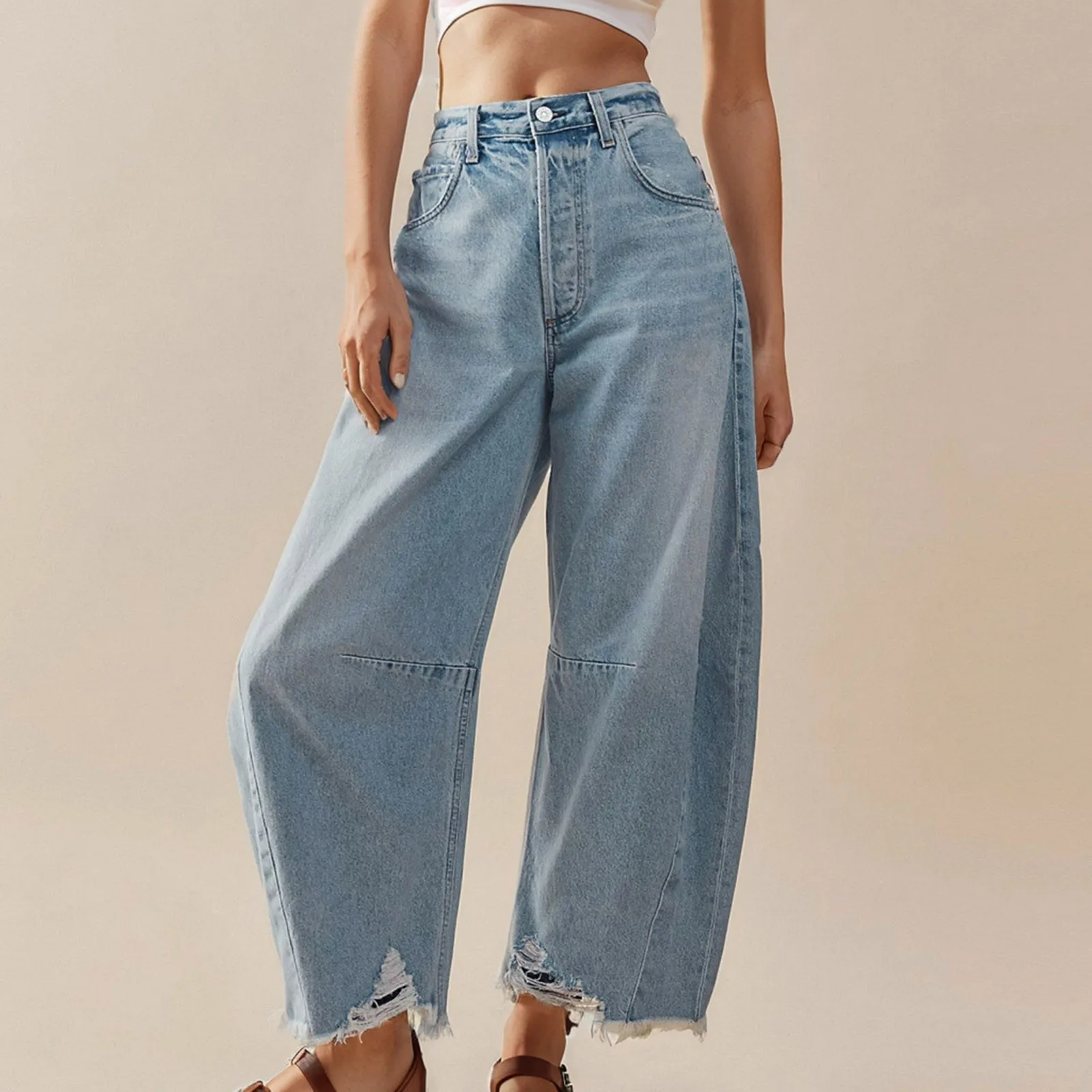 American Retro High Street Casual Jeans High Waist Loose Wide Leg Pants For Women Y2k Boyfriend Baggy Denim Trousers