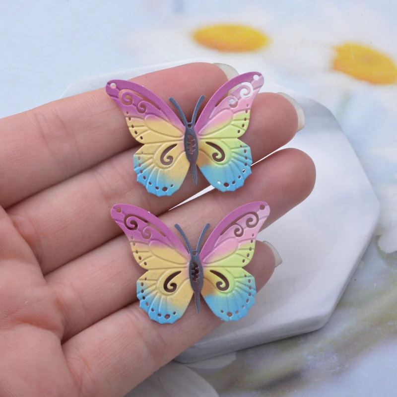 6 Stück/Set Edelstahl-Schmetterlings-Halskettenverbinder mit 4 Löchern, Schmetterlings-Druck-Anhänger, DIY-Schmuck, Ohrringe, Mädchen-Anhänger – Detail 7