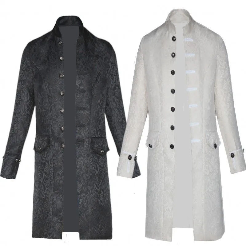 

Men's Faionable Pure Color Medieval Coat St Punk Retro orm Clothing Spring Season 8%-90% Cosition Floral Embroidery