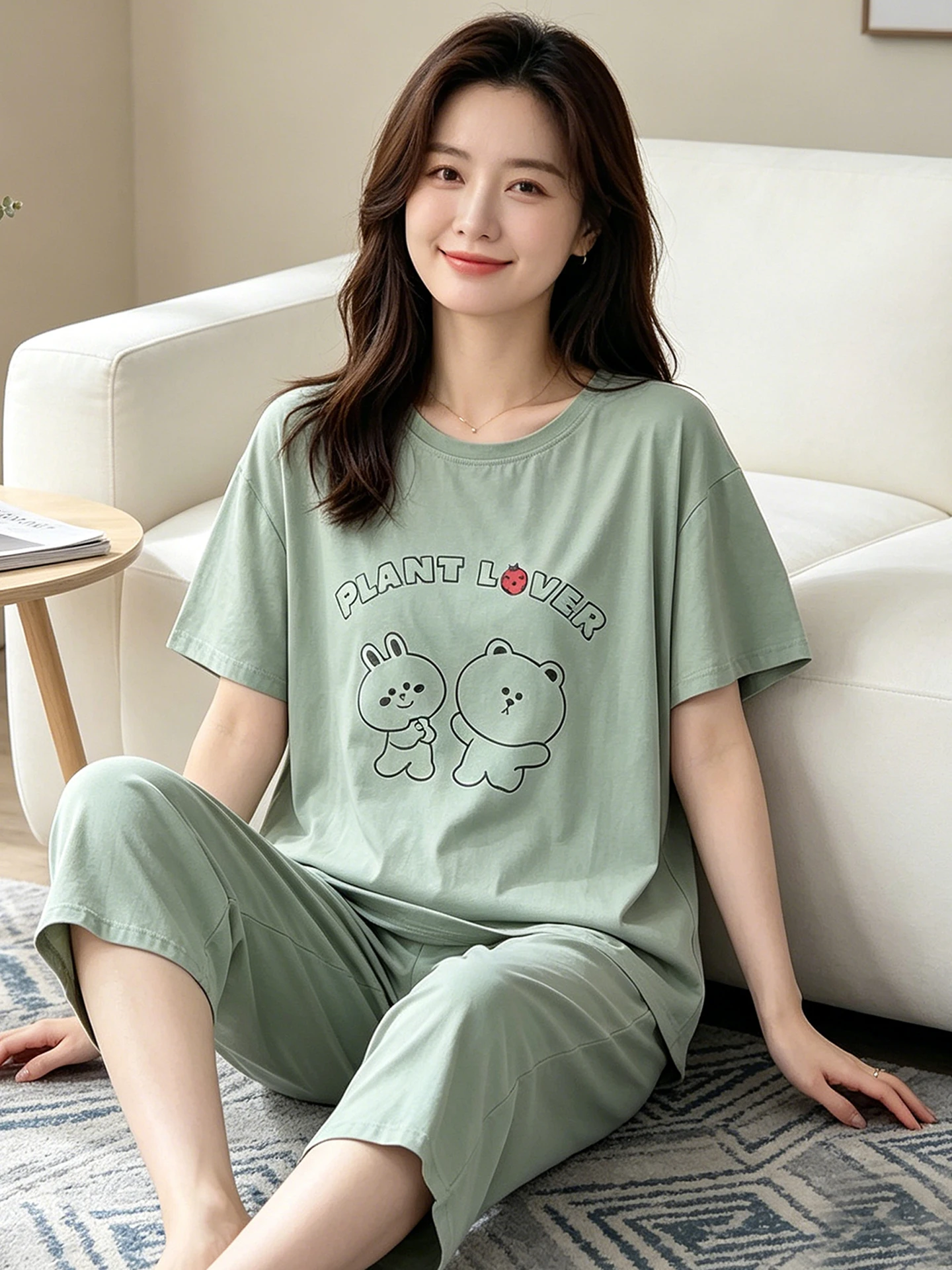 summer-sleepwear-women-plus-size-200-pounds-mm-pure-cotton-short-sleeve-seven-foot-pants-two-piece-set-can-be-worn-outside-ho