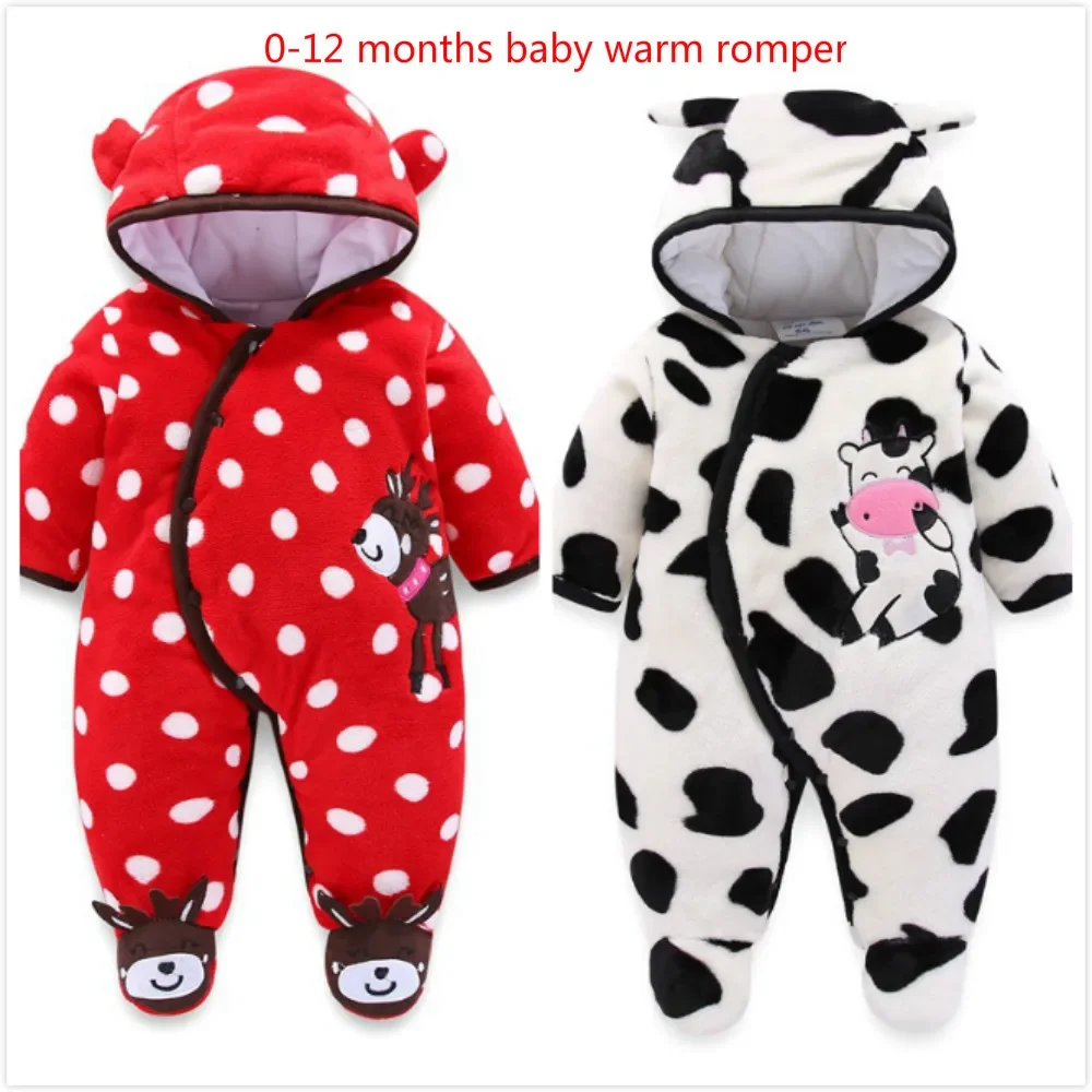 

Baby Winter Clothes Set Girls Romper Long Sleeve Jumpsuit Overalls Hoodie For Children Boys Cartoon Kids Thick Warm Coats 1 Year