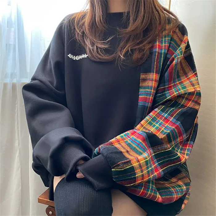 Chic round Ne Letter Print Loose Bubble Sve Hoodie Women's Commute Sle Casual Loose Fit Spring Autumn Winter Sweater