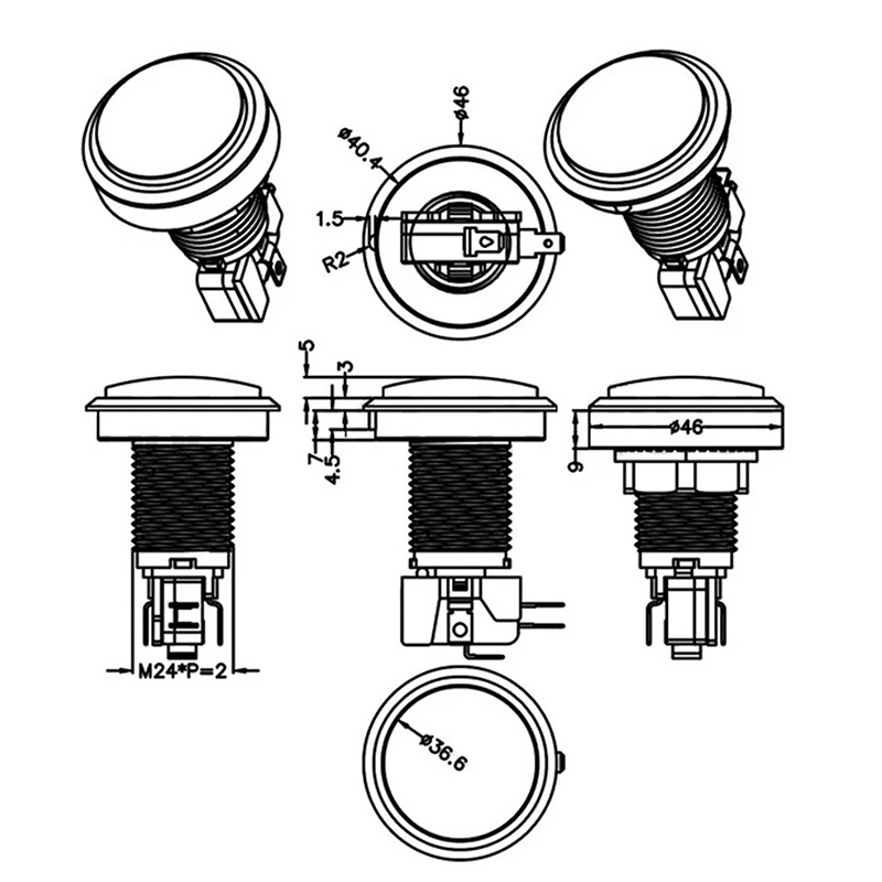 1 pièces 45mm bouton poussoir Arcade bouton Led Micro interrupteur 12V bouton d'alimentation ensemble de commutateurs vert/jaune/rouge/blanc/bleu