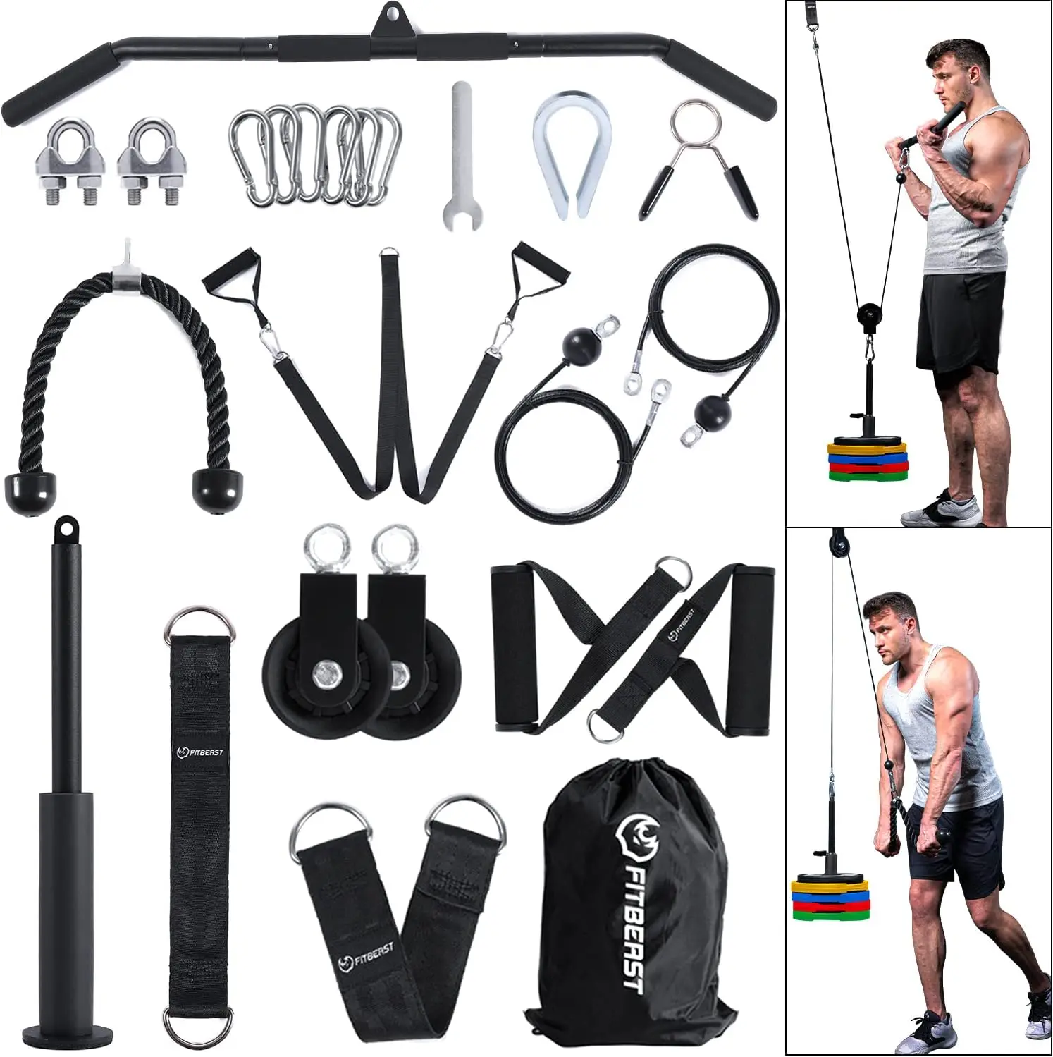 

Pulley System Gym, Cable Weight Pulley for LAT Pulldown, Biceps Curl, Home Gym Strength Training