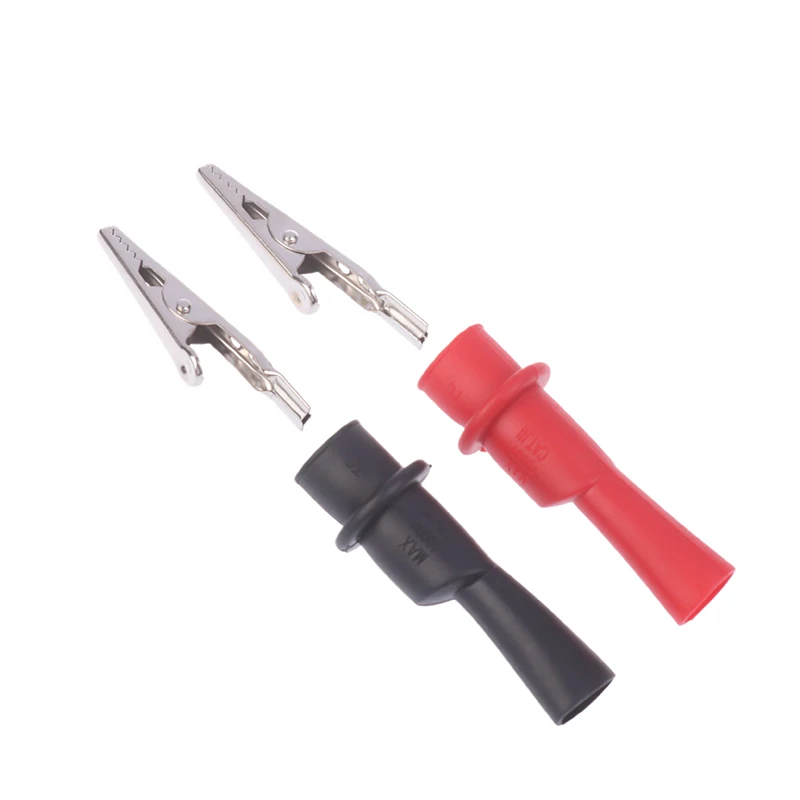 2pcs Multimeter Push On Alligator Clip P2008 Inline 2mm Probe Insulated Crocodile Clamp For Electrical Test Probes