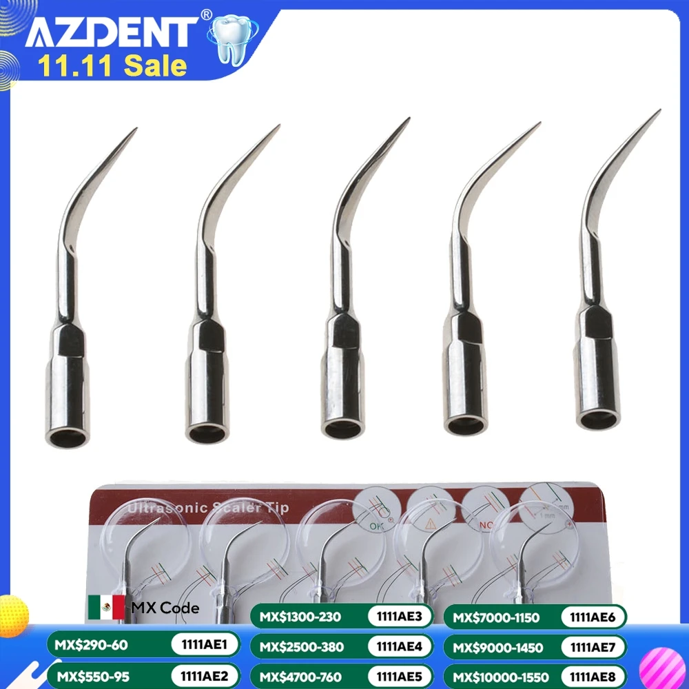 AZDENT 5pcs Dental Scaler Tip Fit for EMS/WOODPECKER/SATELEC/DTE/NSK Ultrasonic Scaler Handpiece Dental Ultrasonic Scaling Tips