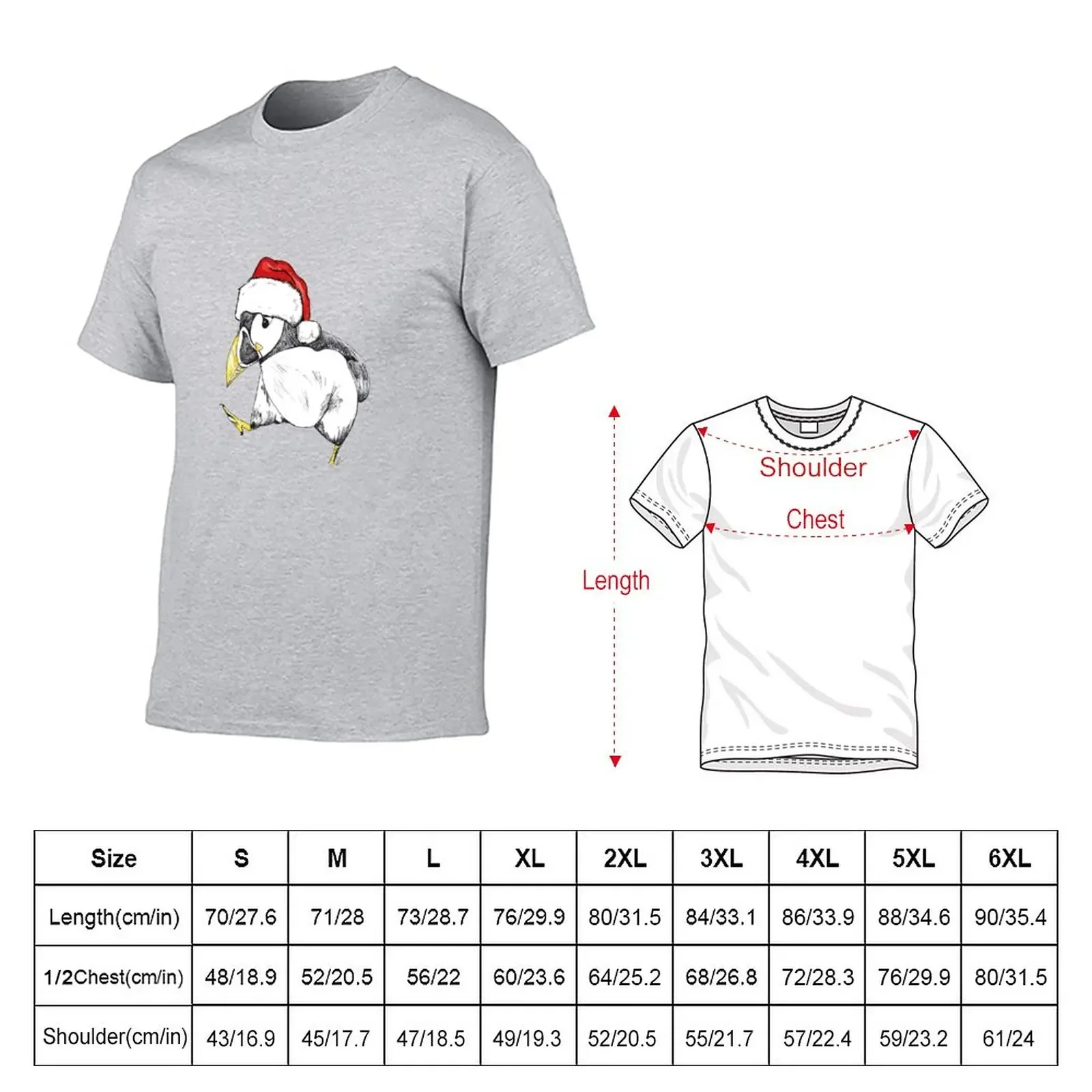 Christmas Puffin T-Shirt korean fashion oversizeds blanks Short sleeve tee men