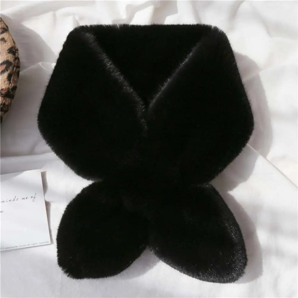 

Защитный ветрозащитный шарф для шеи для девочек, имитация кроличьего меха, женский кросс-шарф в корейском стиле, удобный платок-накидка