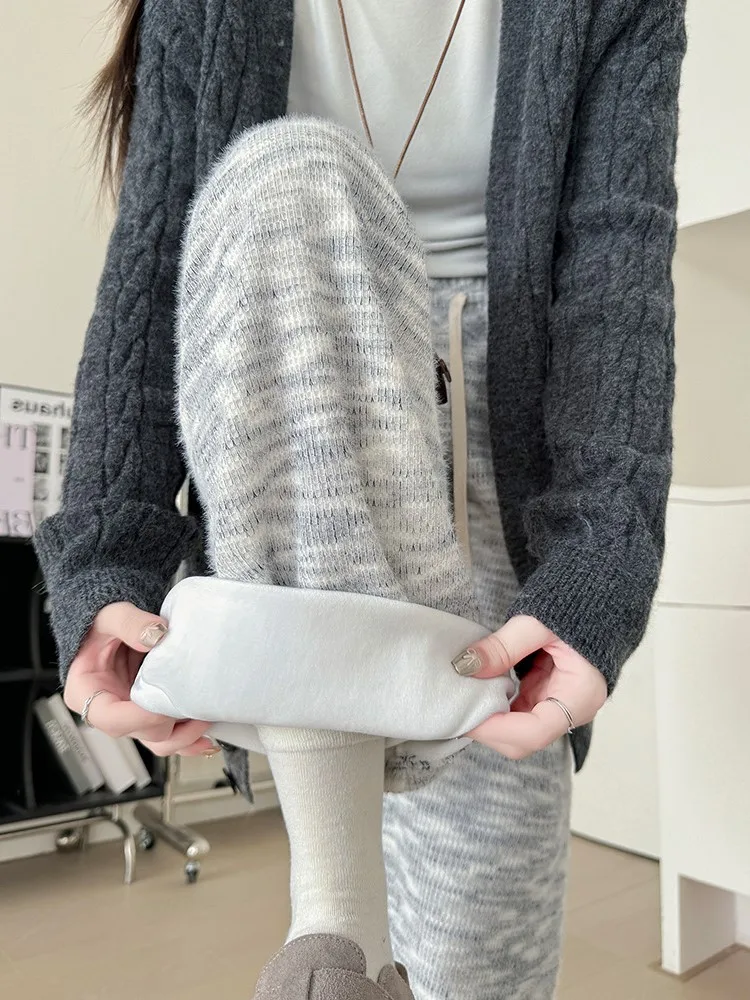 بنطال ذو قصة أرجل واسعة محبوك المرأة الكورية الصيف الحضرية عادية جديدة في الهواء الطلق عطلة تنفس مشروط المرقعة فلوي Femininas #6