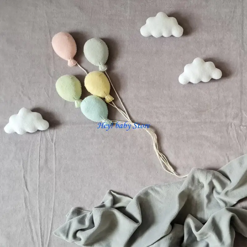 Q1FE Newborn Photo Posing Props Cloud/Balloon Felt Doll Baby Photoshoot Props Lovely Photo Posing Gear Infant Photo Backdrop