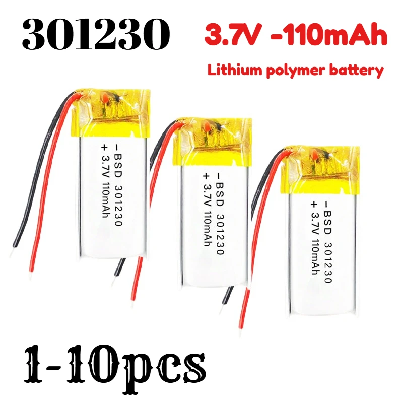 301230 Lithium Polymer Battery 3.7V 110mAh Li-ion Lipo Recha
