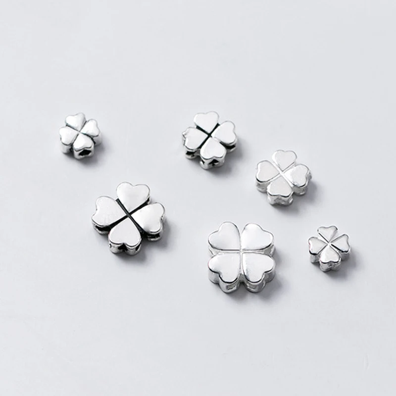 1pc 925 Sterling Silver Pretty Clover Spacer Beads 5mm 6mm 8mm Decoration Craft Silver Charm Beads DIY Jewelry Making Bracelets