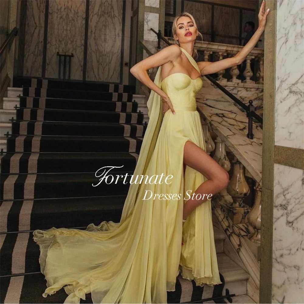 Customized Simple Ribbon Color Accented Chiffon Long Evening Dress High Side Silt A-Line Sleeveless Ruched Prom Gowns 2025