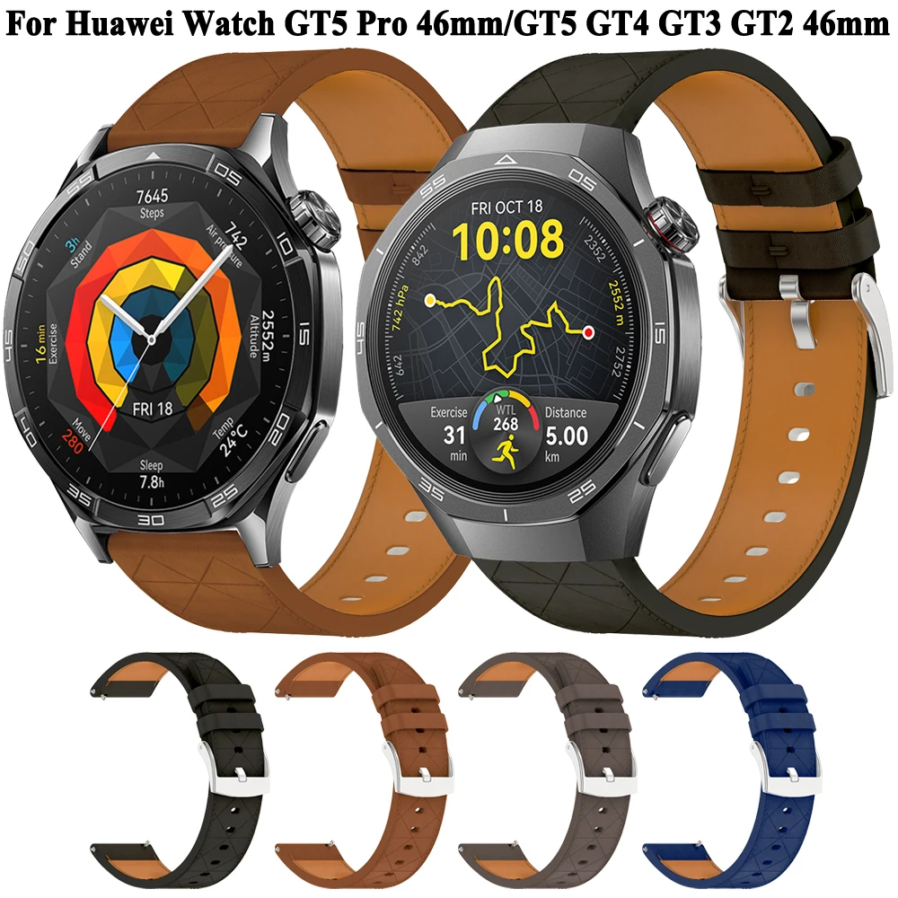 Synthetische lederen band horlogeband armband compatibel met Huawei Watch GT5 pro 46mm GT3 GT2 pro GT4 46mm smartwatch accessoire