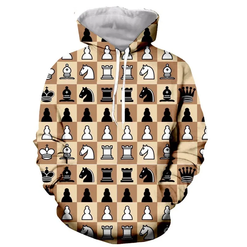 

3D Printed Chess Pattern Hoodie Long Sleeve Casual Sweatshirt for Men And Women Fashionable Personality Clothing Hottest Style