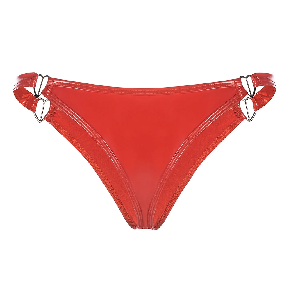 Tanga de charol de aspecto húmedo para mujer, calzoncillos brillantes de cintura baja, ropa interior seductor para discoteca, lencería ajustada