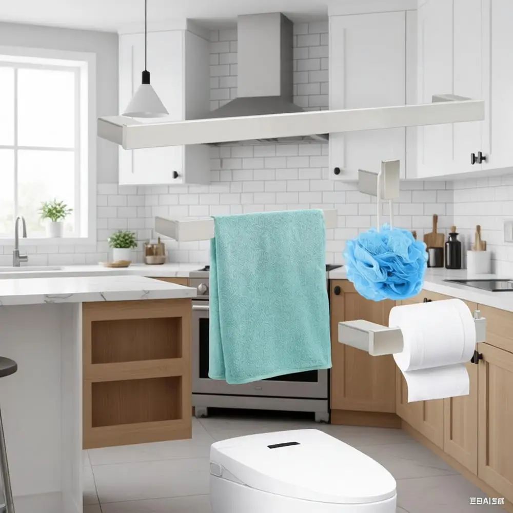 

4-Piece Metallic Silver Bathroom Hardware Set, 24 Inch Stainless Steel Towel Bar Set with Toilet Paper Holder, Robe Hook & Towel