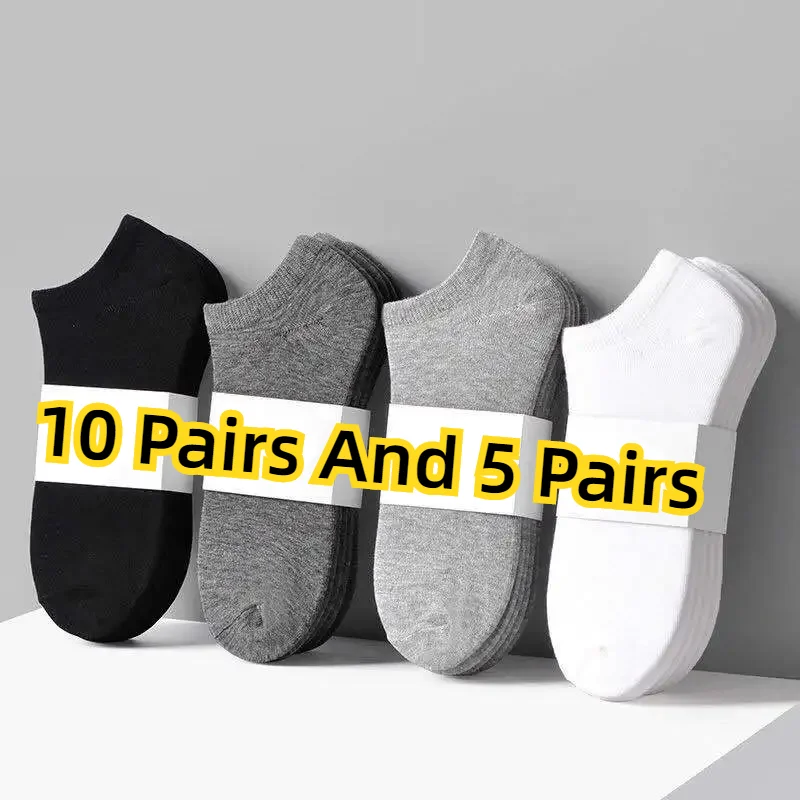 10 Pairs And 5 Pairs Women Socks Breathable Sports socks Solid Color Boat socks Comfortable Cotton Ankle Socks White Black