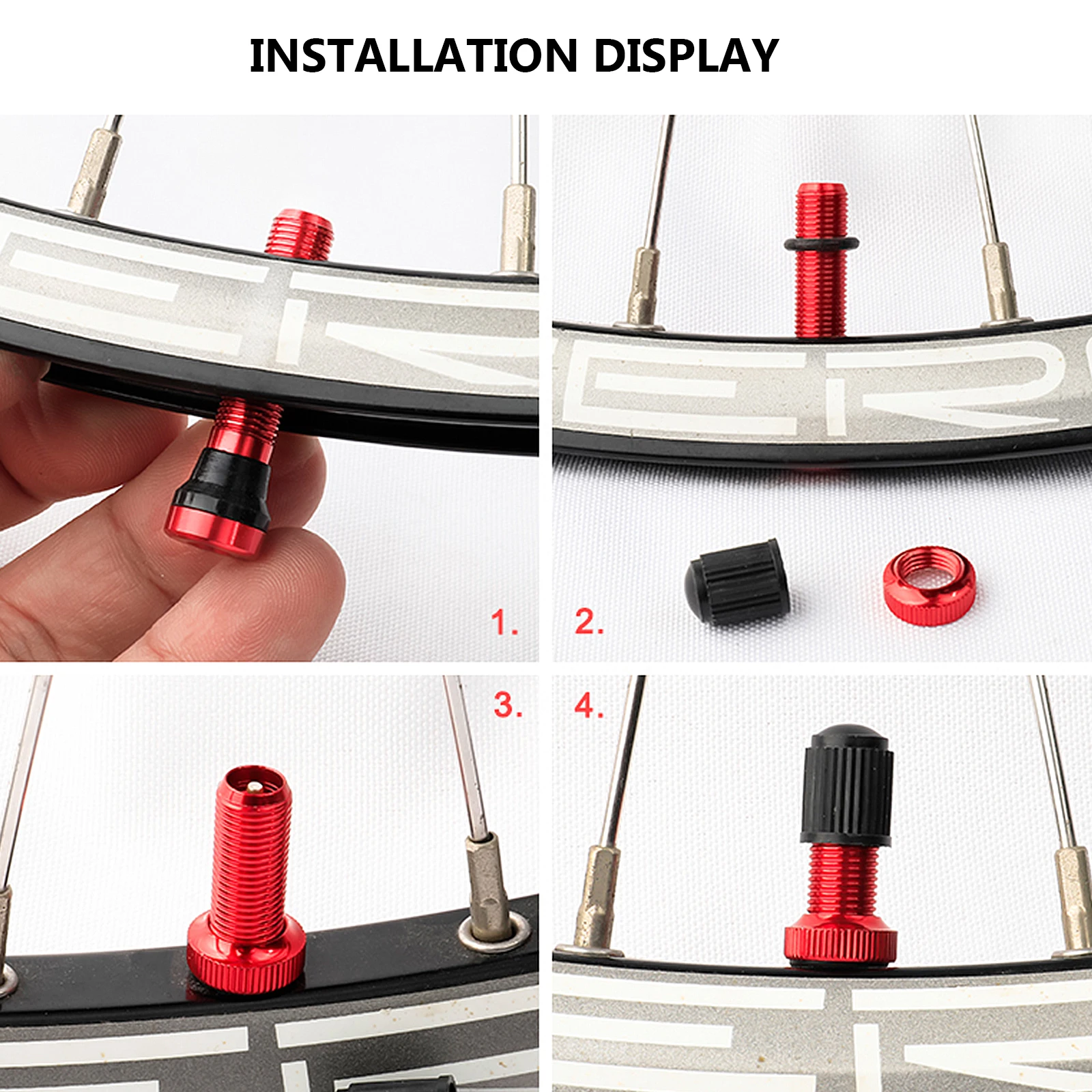 

Aluminum Alloy Tire Stem Tubeless Valve Caps Red Color Easy Install Remove Accessories Bike Wheel Stem Valve Core Set