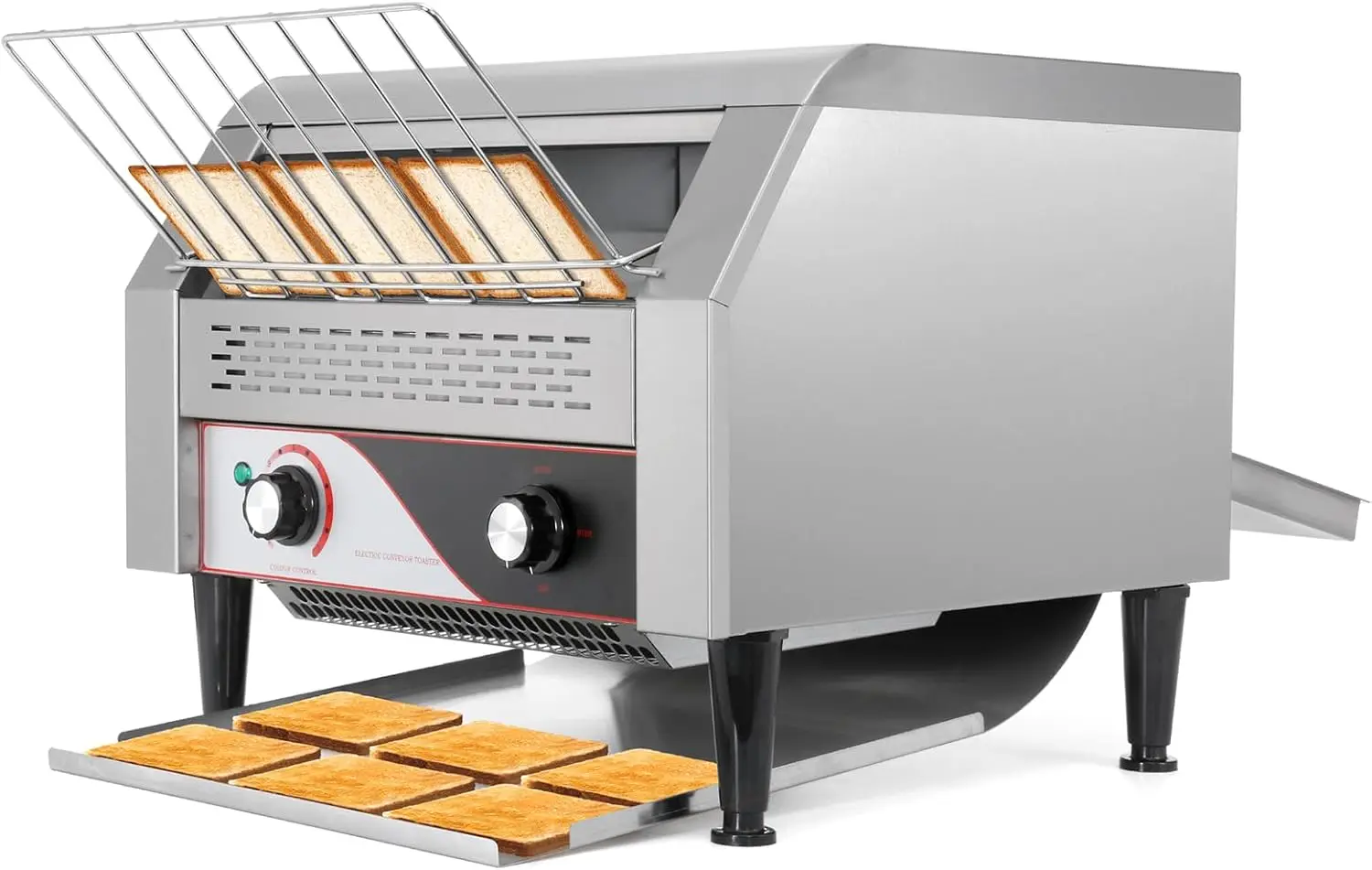 Dyna-living pemanggang roti komersial 450 Iris/jam konveyor pemanggang roti tugas berat pemanggang roti komersial untuk restoran 2600W Conveyor