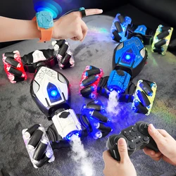 Spray twist 2.4G remote control stunt car Cool gesture induction 13 way control Sound light drift tail flick children's toy car