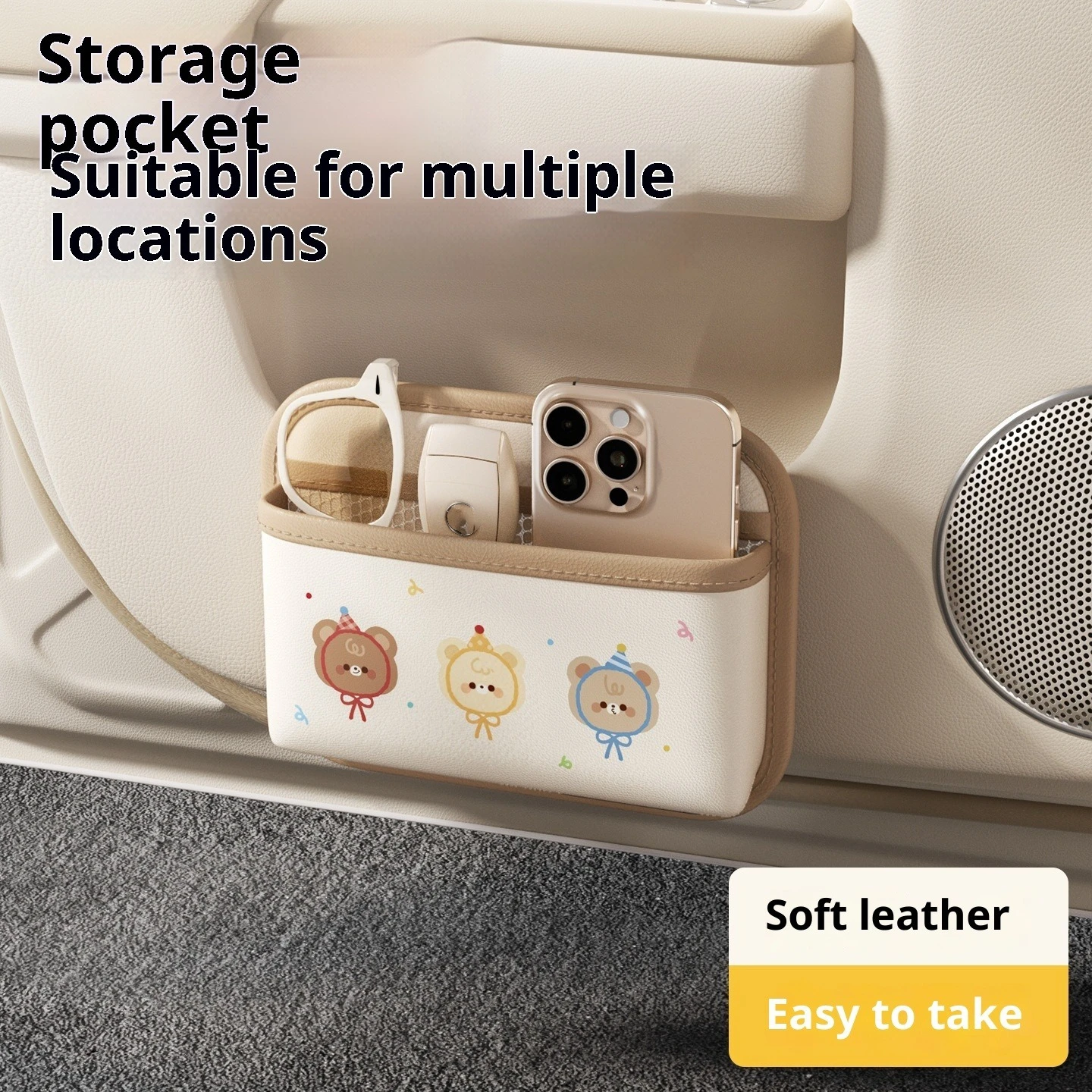 

Multi-Function Car Organizer Storage Box: 3-in-1 Car Trash Can, Seat Gap Cup Holder & Door Umbrella Holder with Adjustable Strap