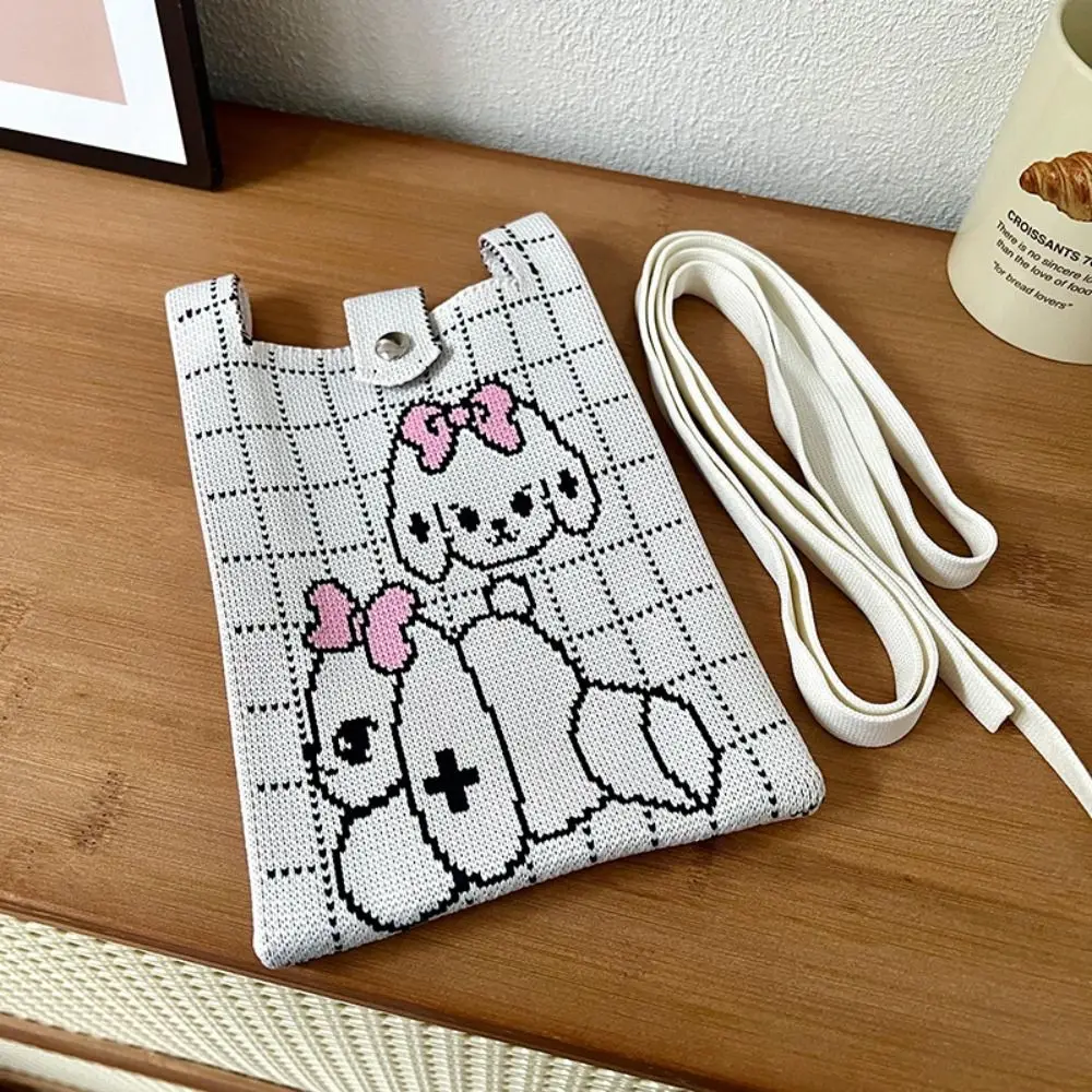 Mini bolso de mano de punto para mujer, bonito bolso de hombro de alta capacidad, bolso de muñeca con nudo de poliéster de dibujos animados, nuevo