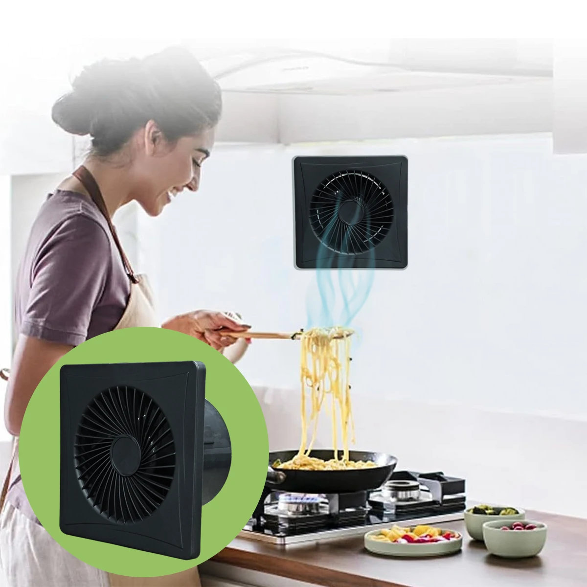 

6-inch ventilation fan, black anti backflow design exhaust fan, suitable for kitchen, sunroom, pet house, RV, bathroom