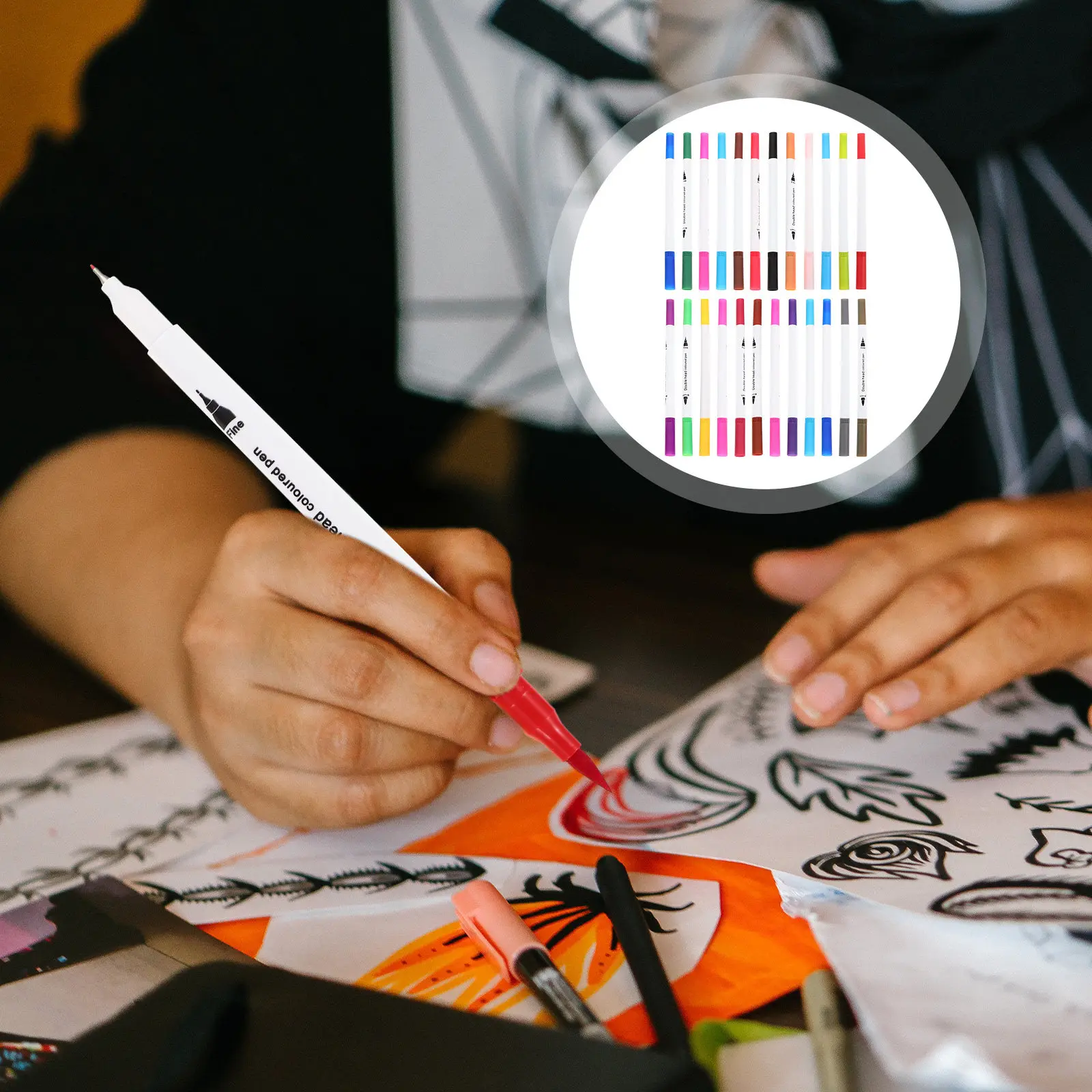 

24Pcs Professional Grade Dual Tip Art Markers Kids Adults Painting Drawing Marking Water Based Acrylic Paint Pens Elegant Finish