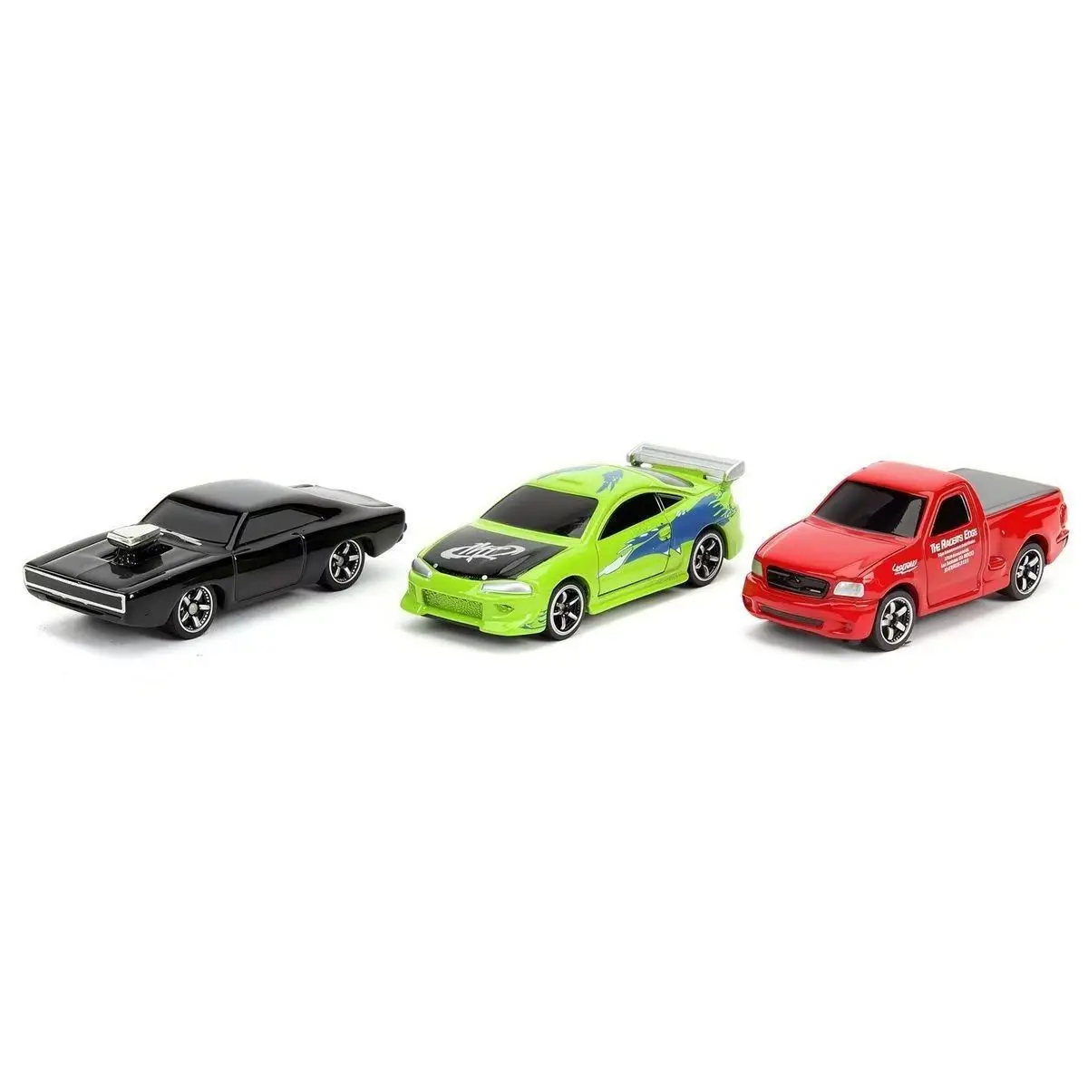 Jada Fast & Furious 1:128 Mini Car 3-Pack Dodge Mitsubishi Ford F150 Nano Hollywood Rides Mini Vehicle Collectible Gift