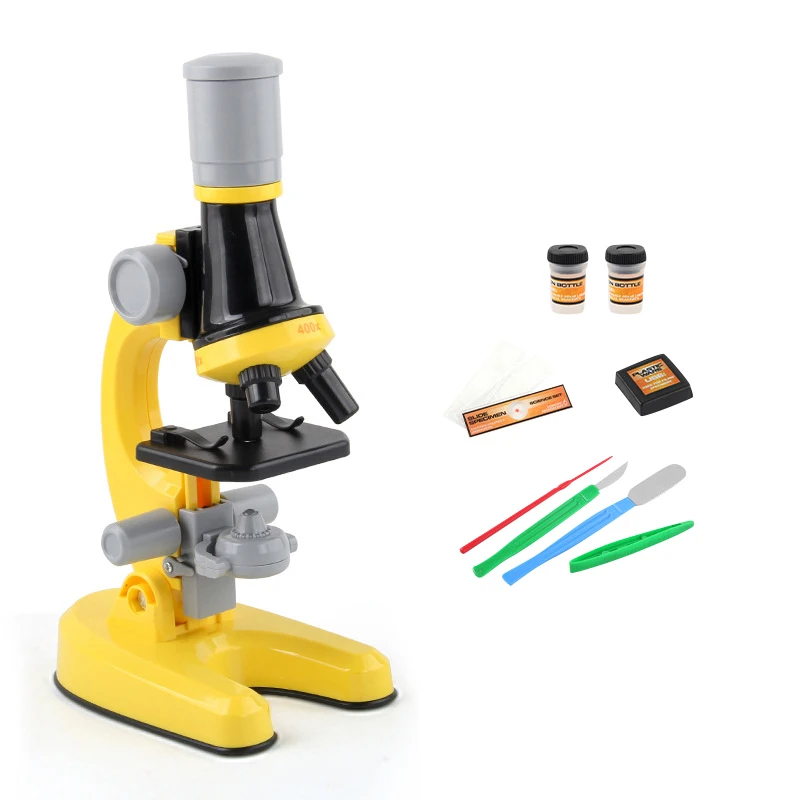 Kids Microscope Kit LED 100X-400X-1200X Toy Home School Interest Cultivation Child Birthday Gift