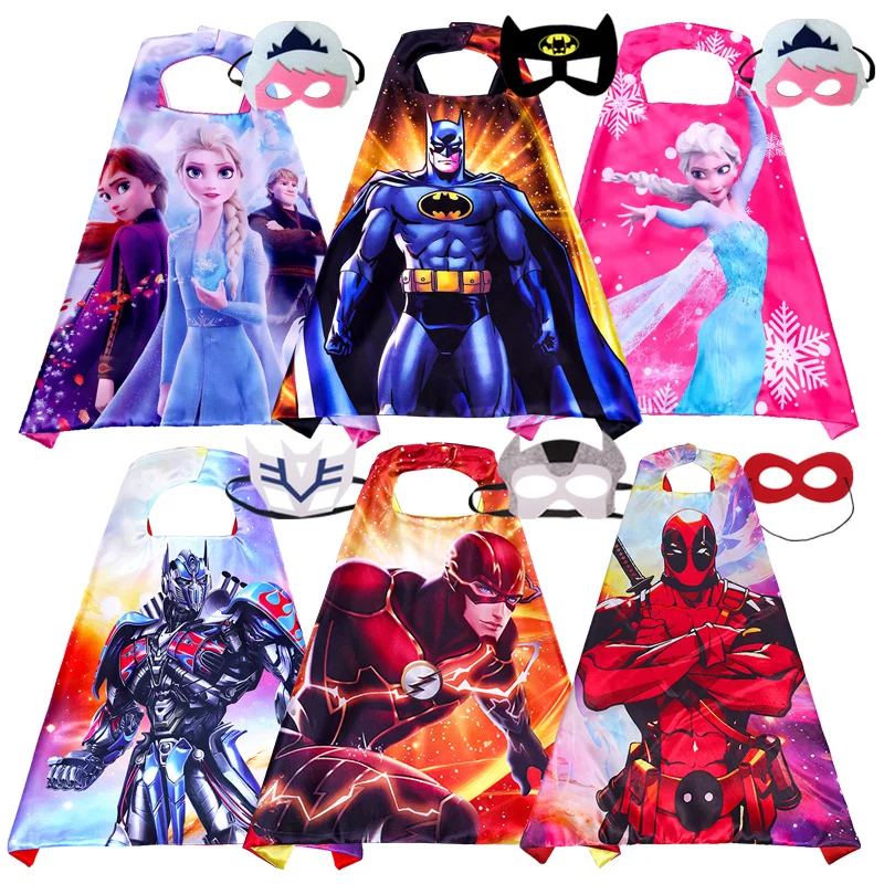 

Anime Masquerade Frozen Mask Cape Superhero Sets Children Carnival Party Cosplay Dress for Kids