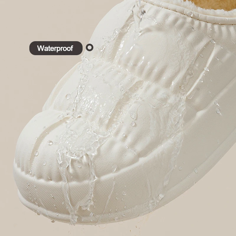 شباشب منزل شتوية مقاومة للماء للنساء، شباشب دافئة من القطيفة غير قابلة للانزلاق، أحذية قطنية خفيفة الوزن وسميكة ونعل ناعم #5