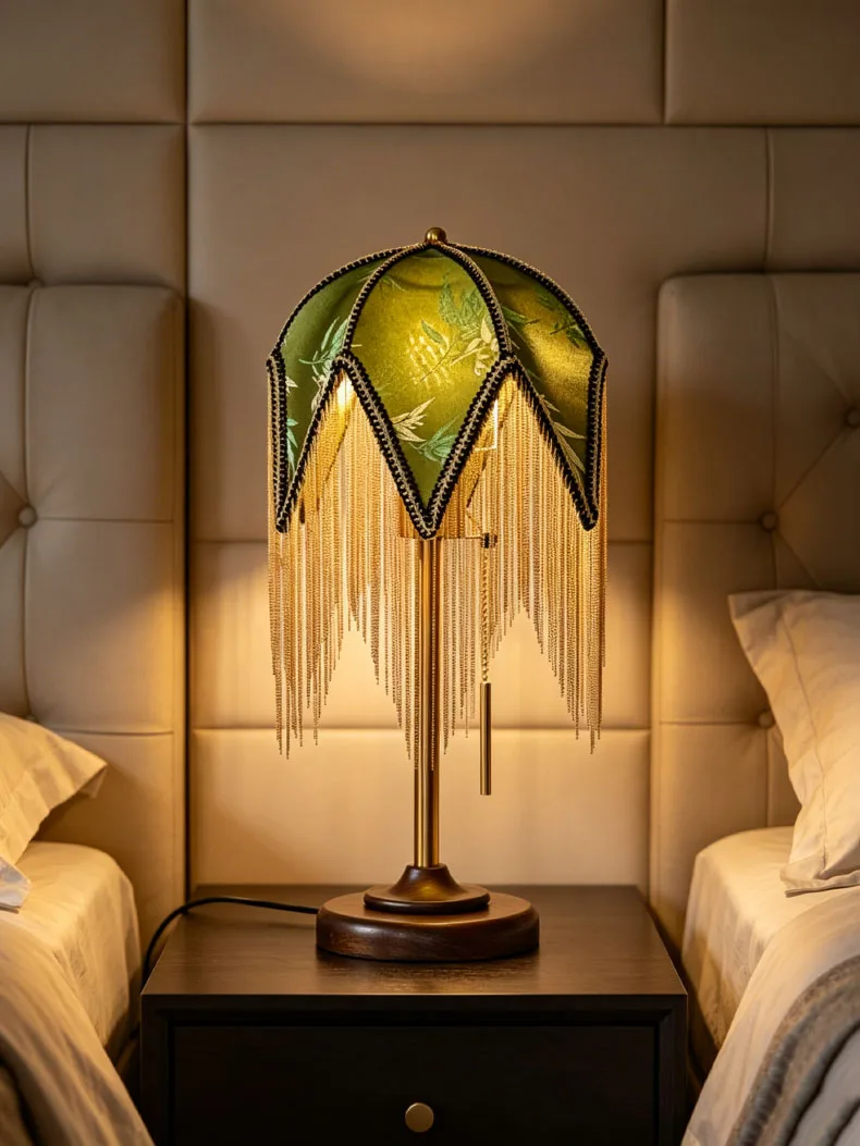 Creative Fabric Lampshade Table Lamp E27 Bulb Wood Base
