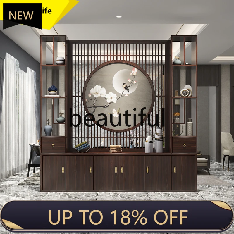 

P178 New Chinese-style screen partition cabinet restaurant solid wood household rack office shelter entrance cabinet