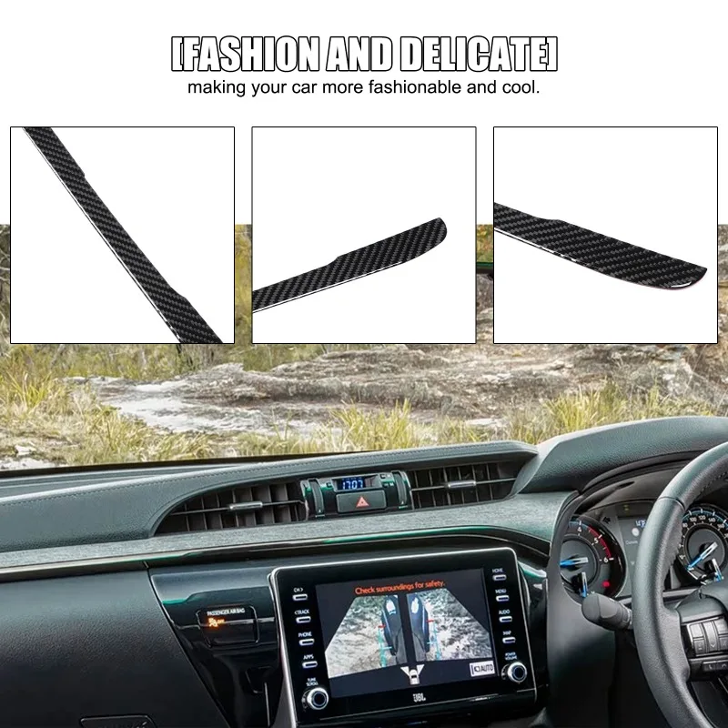 

For Toyota Hilux 2015-2022 LHD RHD Car Dashboard Air Outlet Frame Sticker Decorative Trim Real Carbon Fiber Interior Accessories